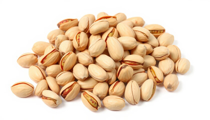 Pile of Roasted Pistachios on White Background