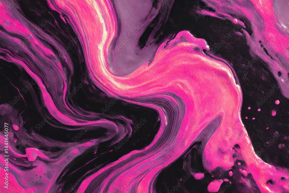 Poster vibrant pink and purple liquid swirl with dynamic flowing and fluid texture creating an energetic an