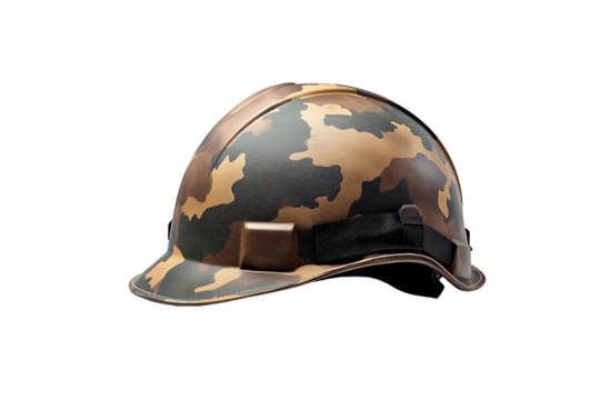 Camouflage Hard Hat on Transparent Background, PNG