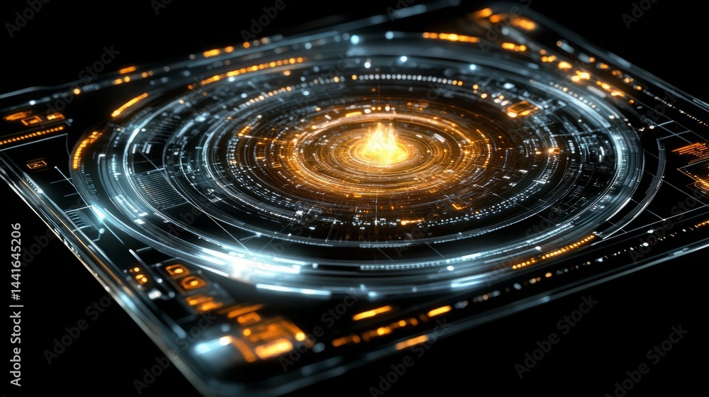 Poster digital cosmos: abstract view of a digital cosmic design, the image showcases a network of interconn