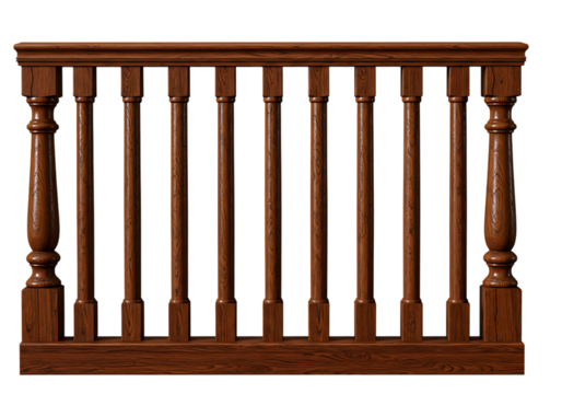 Wooden Railing PNG — High-Resolution Cutout on Transparent Background