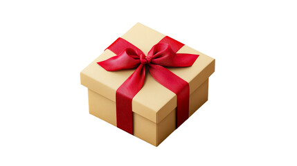 Obraz premium Present box with red ribbon, cut out transparent
