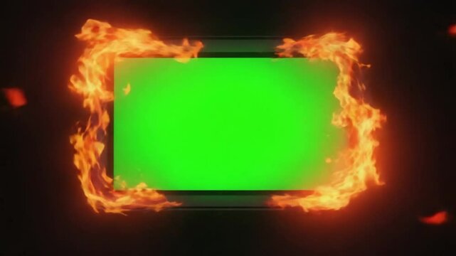green screen frame in fire