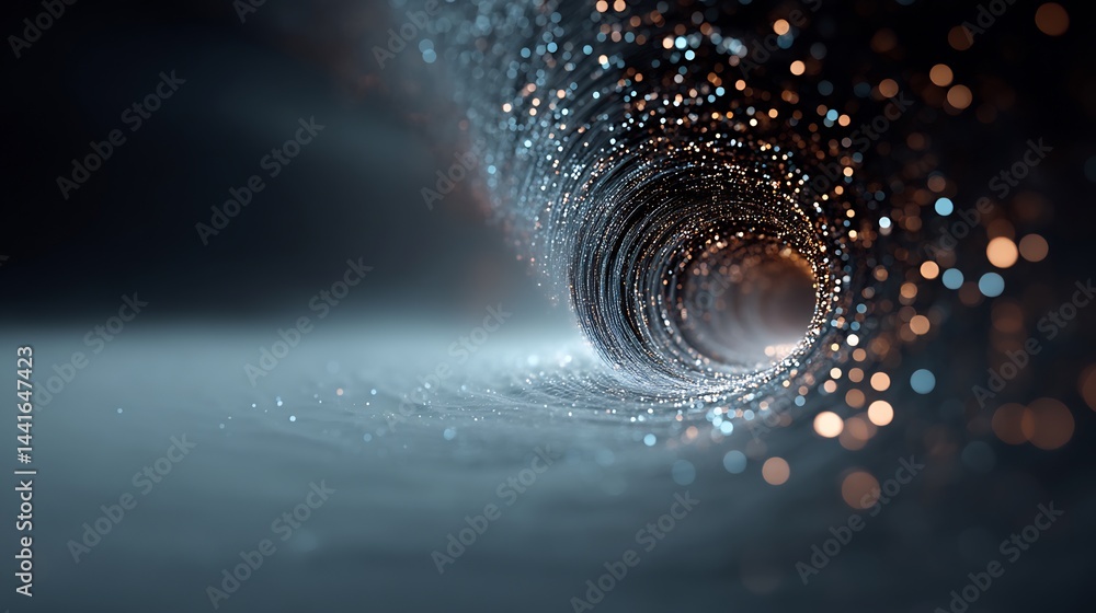 Poster abstract shimmering vortex: an ethereal tunnel of light and captivating bokeh