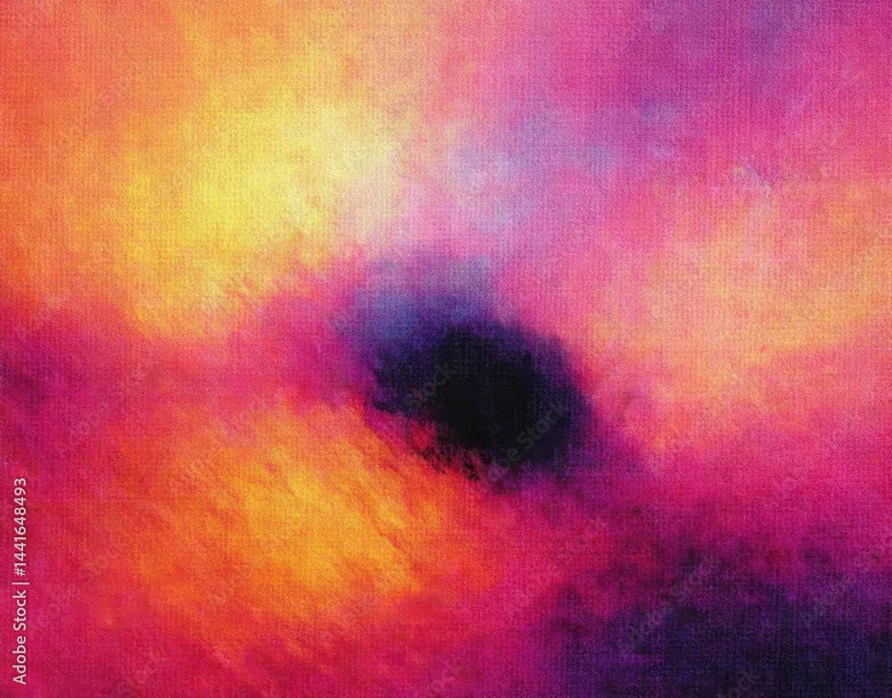 Poster abstract vibrant gradient with warm yellow and orange tones blending into deep purple and black cent