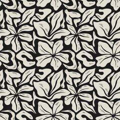 Simple modern contemporary flower seamless pattern. Minimalist hand draw flower pattern for fabrics, textile, wrapping paper, cards
