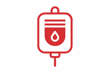 Blood Donation Bag Icon with Drop