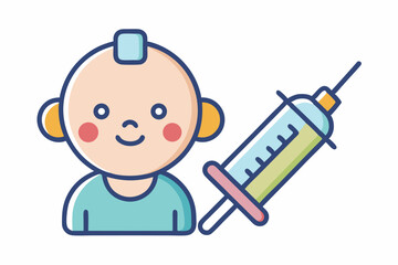 Child Vaccination Icon with Baby