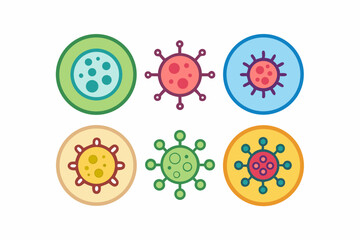 Healthcare and Medical Icons Set Virus Icon