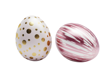 Easter chocolate eggs isolated on a transparent background, cutout PNG file with a white background