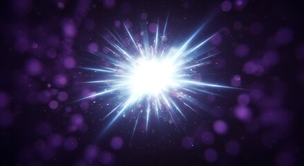 Fototapeta premium Bright Light Burst with Purple Bokeh Background