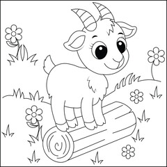 Goat line art coloring page.
