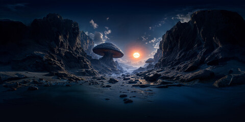 Mushroom rock exo planet v11 8K VR 360 Equirectangular Spherical Panorama