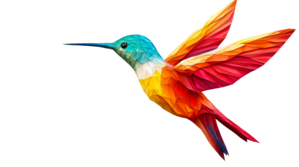 Hummingbird geometric polygonal, cut out transparent