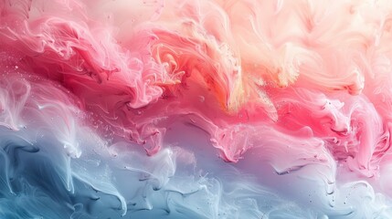 Fototapeta premium Harmonious Blend of Rose, Peach, and Sky-Blue Inks Creating an Abstract Art