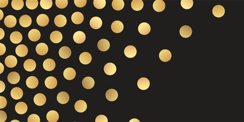 Luxurious Golden Glitter Dots with black background and Sparkling Confetti Gently Cascading on a Transparent Background, Creating a Magical and Elegant Celebration Effect