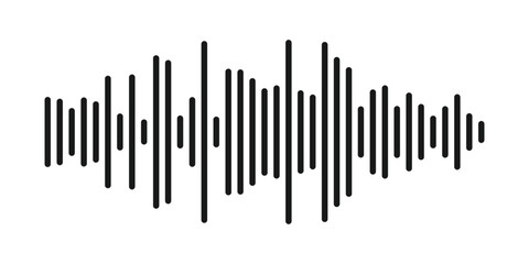 Sound wave icon in flat style, audio waveform vector illustration