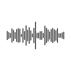 Sound wave icon in flat style, audio waveform vector illustration