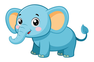 Fototapeta premium A cheerful blue elephant, illustrated in a playful cartoon style, showcases its friendly expression and vibrant color, bringing joy and whimsy to any artwork.