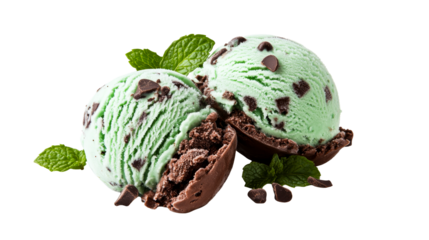 Mint chocolate chip gelato, cut out transparent