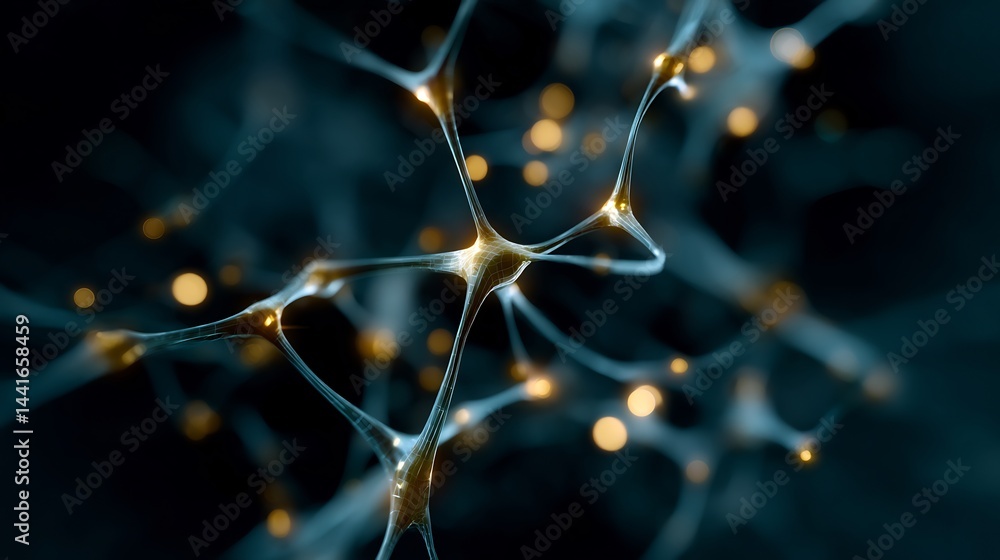 Poster abstract neural network connection: glowing nodes and interconnected pathways