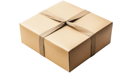 Box wrapped kraft twine, cut out transparent