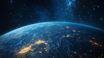 Fototapeta premium Exploring earth from space stunning views of our planet at night outer space digital art cosmic perspective