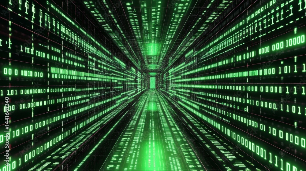 Poster digital data stream virtual space 3d visualization cyber environment perspective technology explorat