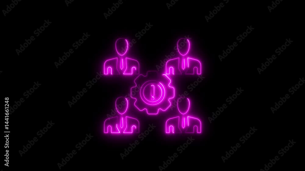 Aufkleber business team and problem solving concept with neon glow effect animation