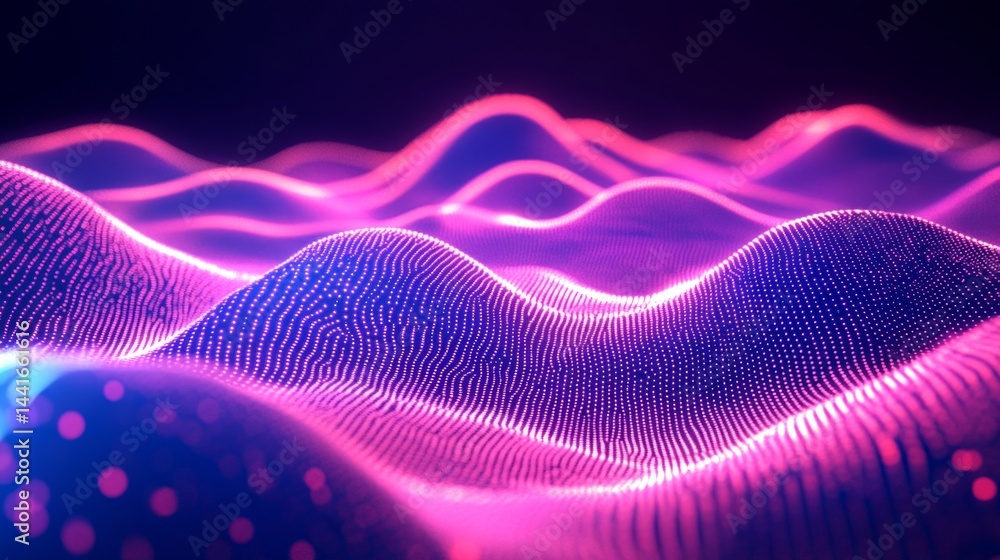 Poster digital wave patterns virtual space abstract art futuristic design close-up visual exploration