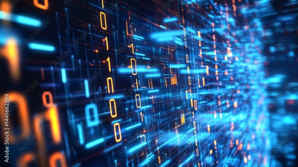 Poster data visualization action in digital space technology environment abstract concept for enhanced unde