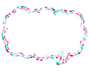 吹き出し ステンドグラス風 三角模様_二重線付_2色 (14)