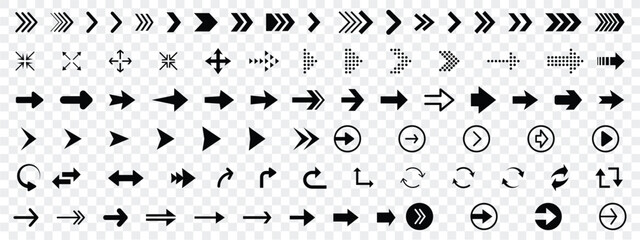 Arrow Vector Icon Set. Directional Symbols for Navigation. Vector illustration. Eps 10