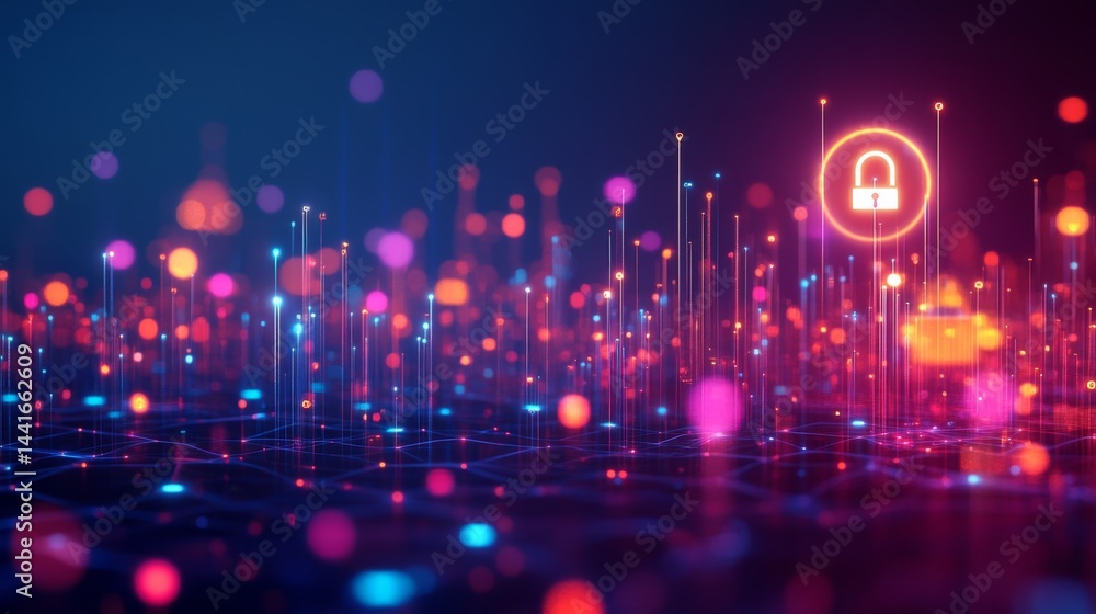 Poster digital security innovations virtual space infographic tech environment abstract viewpoint data prot
