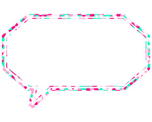 ステンドグラス風吹き出し　三角形模様　細長い八角形