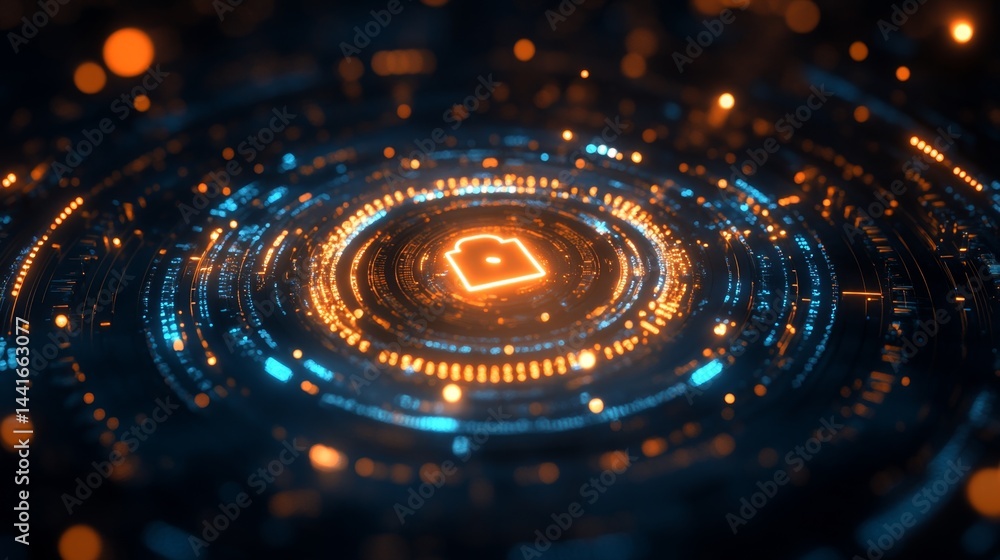 Poster dynamic cybersecurity visualizations digital realm abstract animation futuristic environment close-u