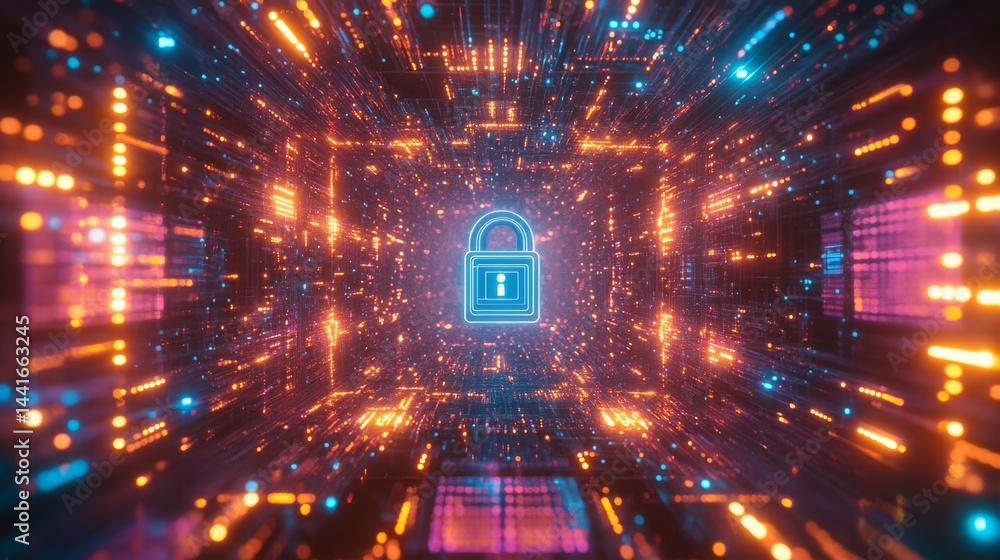 Poster cybersecurity action protecting digital assets virtual environment infographic viewpoint security co