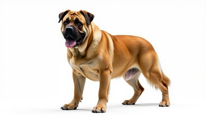 Obraz premium Majestic Mastiff, powerful stance, white background, pet photography, background