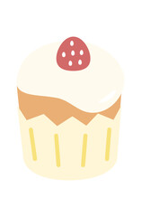 Cupcake with Strawberry and Cream Topping
