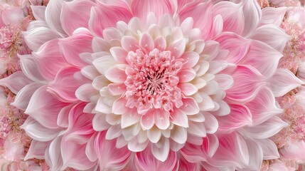 Delicate Pink and White Dahlia Flower Close up Macro  Stunning Floral Bloom Image for Designs