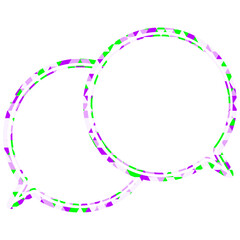 ステンドグラス風吹き出し　三角形模様　重なる会話