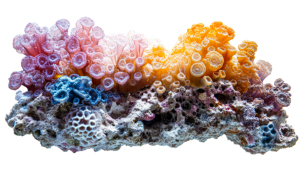 Colorful coral reef display with vibrant textures