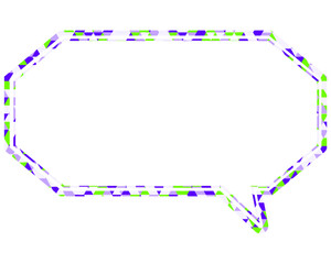 ステンドグラス風吹き出し　三角形模様　細長い八角形