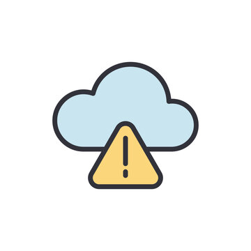 Cloud warning colored icons, minimalist vector illustration ,simple transparent graphic element .Isolated on white background