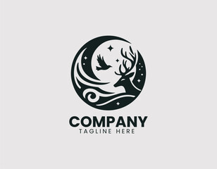 Obraz premium Mystic Deer Silhouette Vector Logo