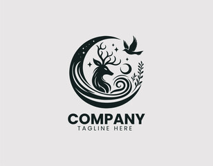 Obraz premium Mystic Deer Silhouette Vector Logo