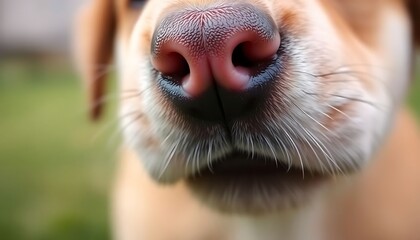 close up of a dog's nose with a blurry background