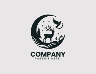 Mystic Deer Silhouette Vector Logo