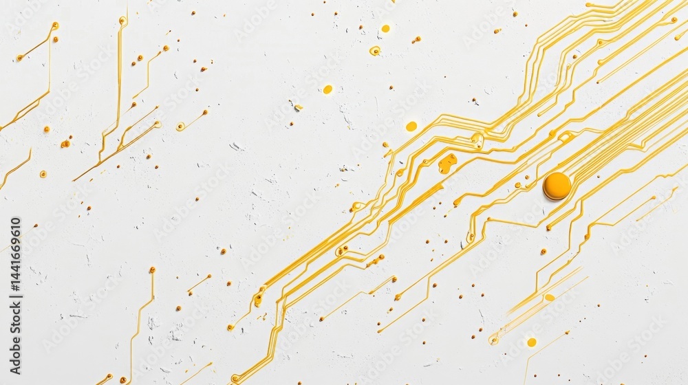 Poster dynamic circuit patterns on white background tech design digital art clean environment abstract conc