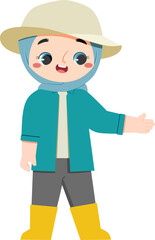 Cute farm boy explains about gardening and plant